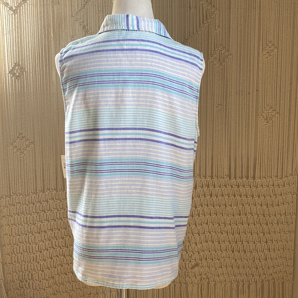 Talbots Striped Button Up Tank - Picture 4 of 6